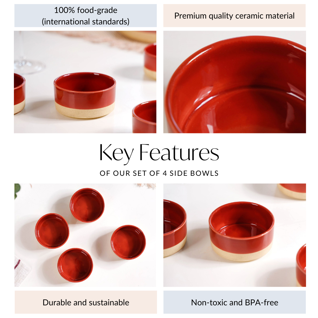 Glazed Ceramic Bowls Set Of 4 Amber Clay 150ml