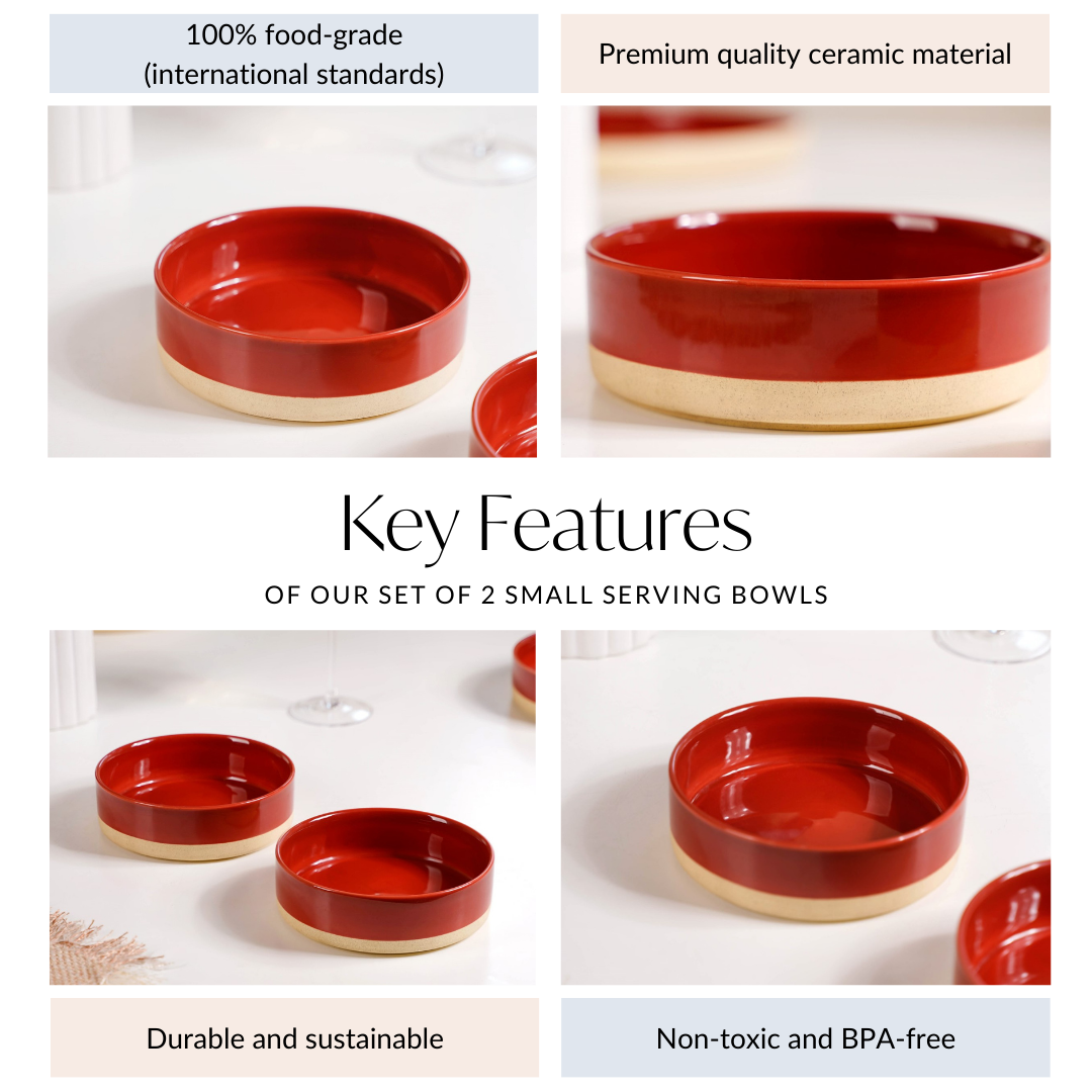 Serving Bowls Amber Clay Set Of 2 Small 500ml
