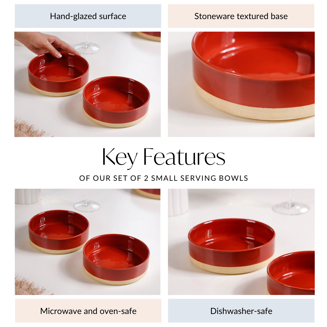 Serving Bowls Amber Clay Set Of 2 Small 500ml