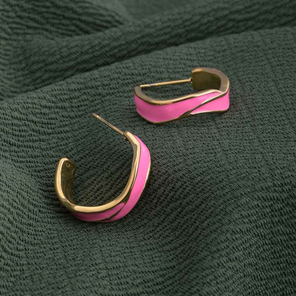 Pink Round Hoop Earrings
