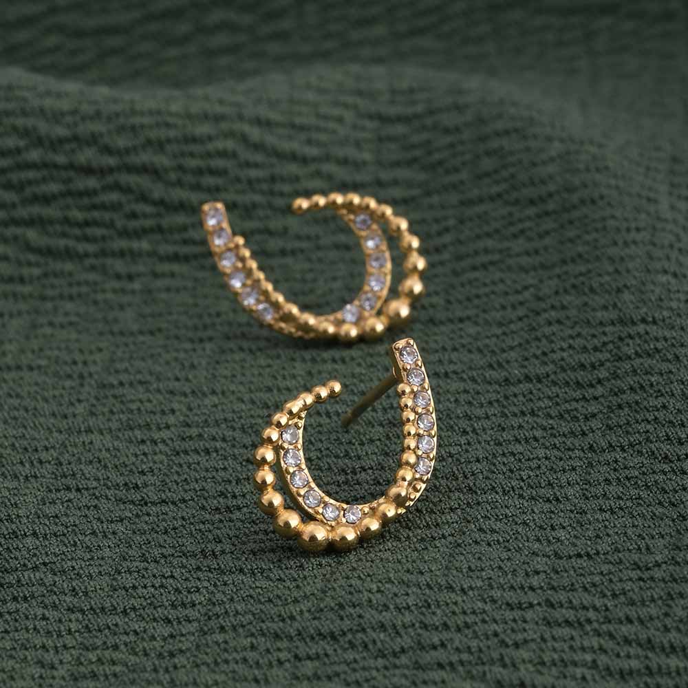Almond Stones Stud Earrings
