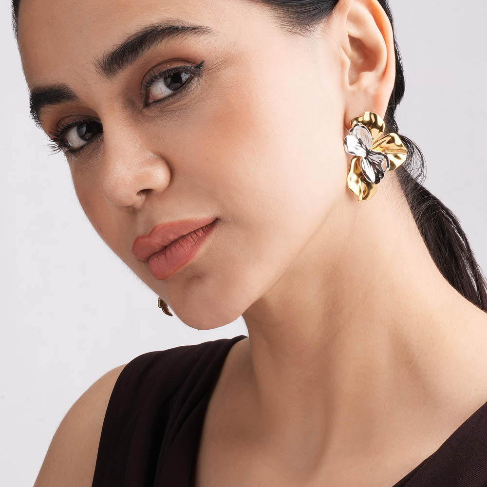Multi Tone Bloom Stud Earrings
