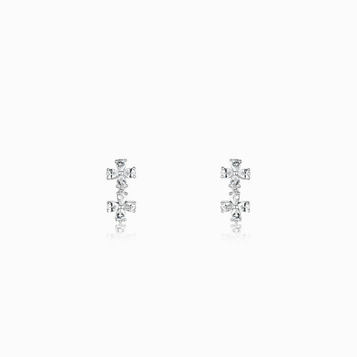 Silver Bedstraw Flower Earrings