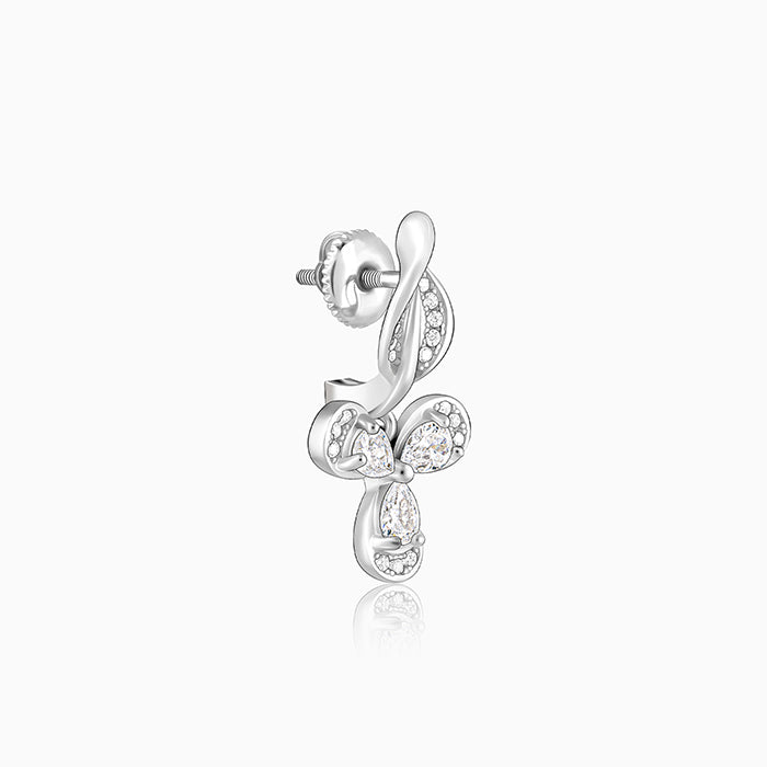 Silver Iris Flower Earrings