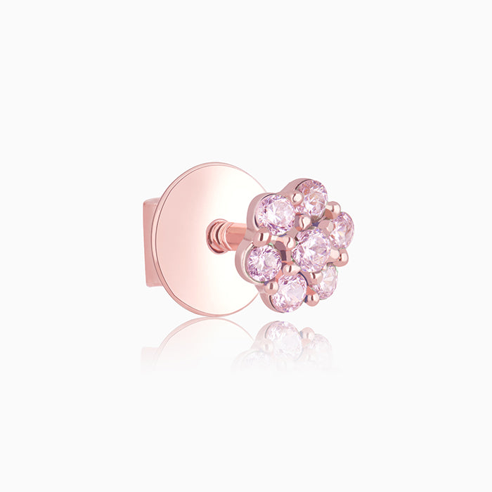 Rose Gold Baby Pink Flower Stud Kids Earrings