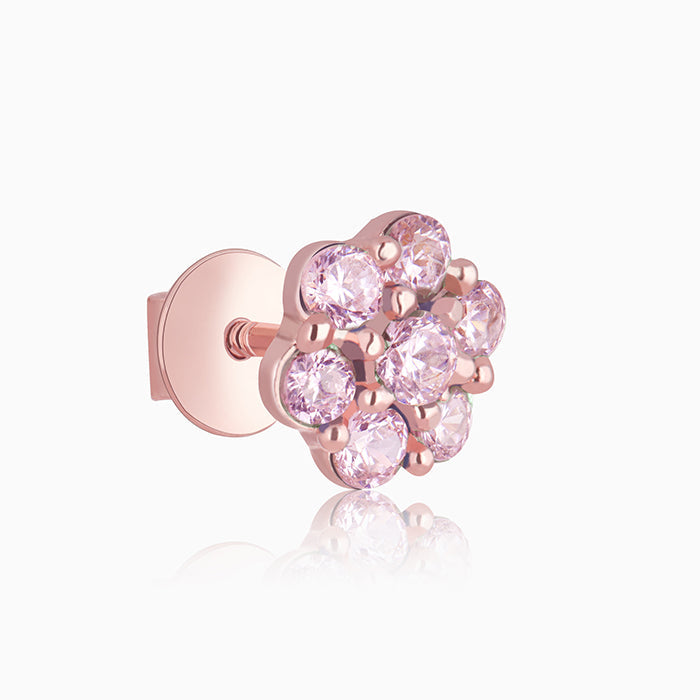 Rose Gold Baby Pink Flower Stud Earrings