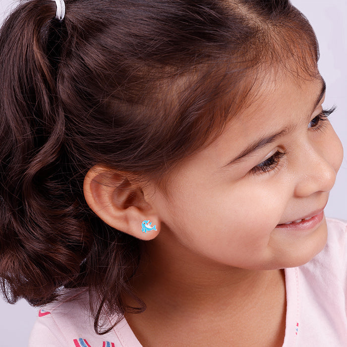 Silver Magic Dolphin Kids Earrings (4-12 yrs)
