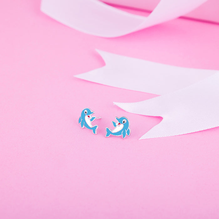 Silver Magic Dolphin Kids Earrings (4-12 yrs)