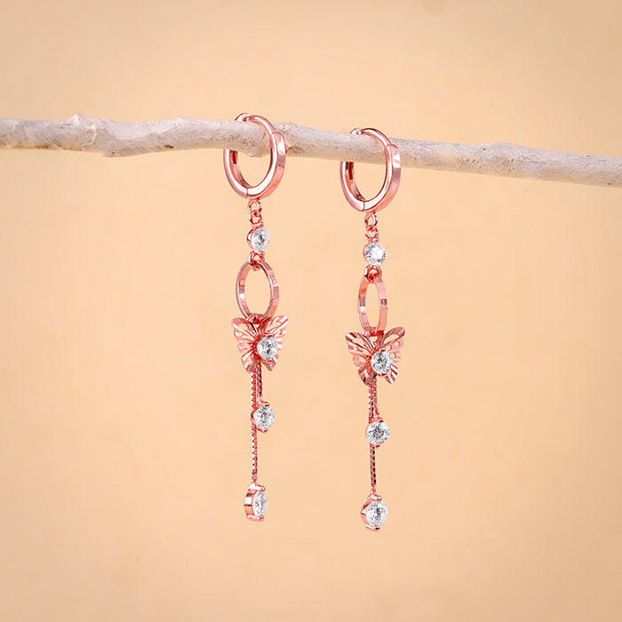 Rose Gold Charming Butterfly Earrings