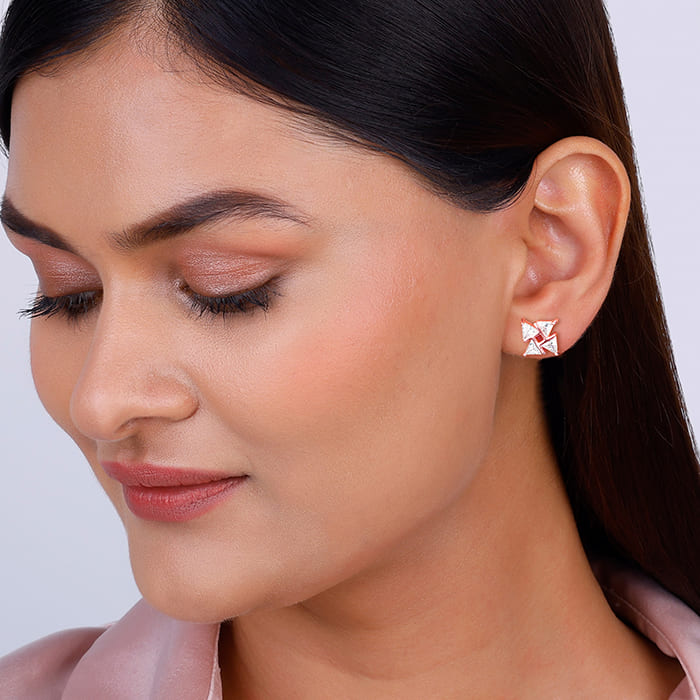 Rose Gold Windmill Stud Earrings