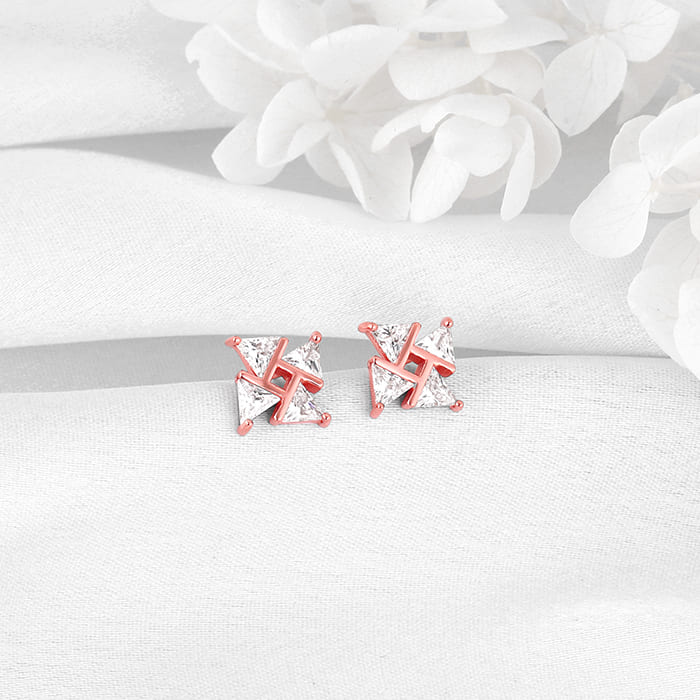 Rose Gold Windmill Stud Earrings