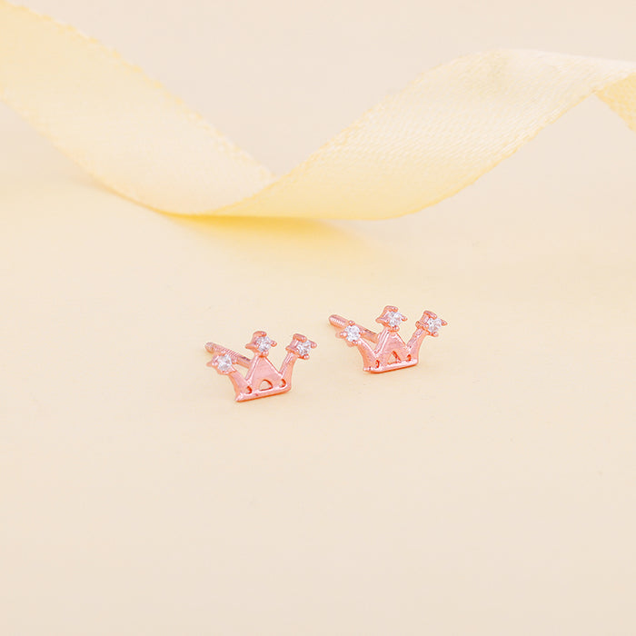 Rose Gold Tiara Stud Earrings
