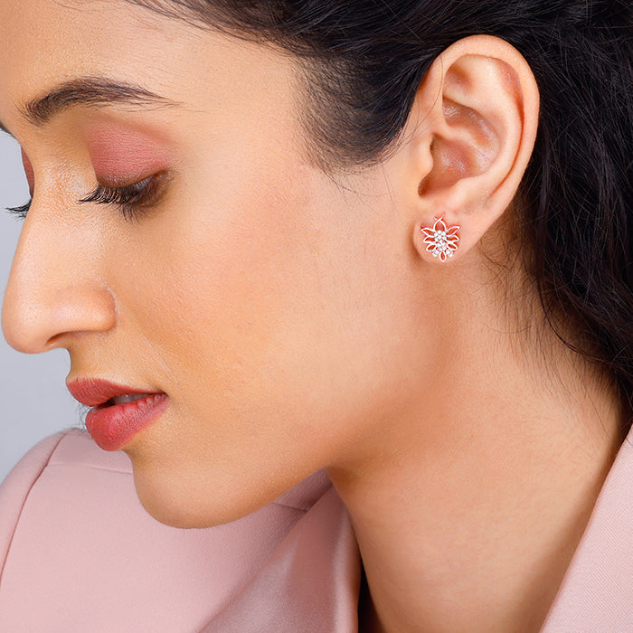 Rose Gold Whispers Of Leaves Earrings
