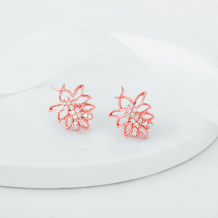 Rose Gold Whispers Of Leaves Earrings