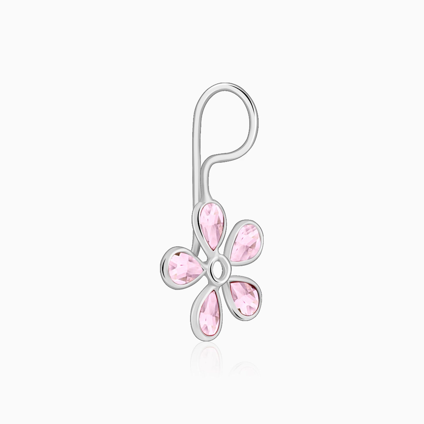 Silver Pink Dahlia Earrings