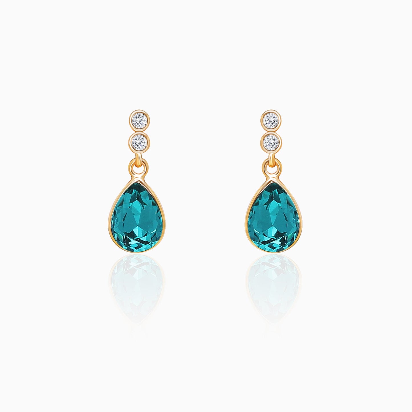 Golden Turquoise Blue Tear Drop Earrings