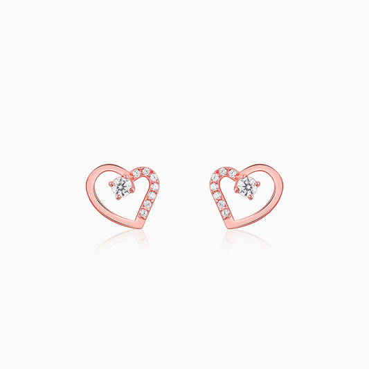 Rose Gold Beautiful Heart Earrings