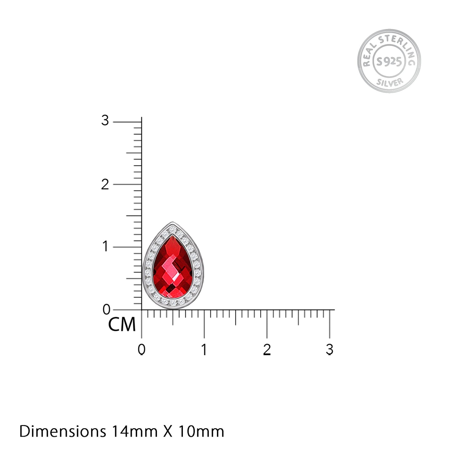 Silver Ruby Red Tear Drop Earrings
