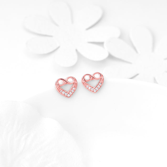 Rose Gold Infinite Love In Heart Earrings