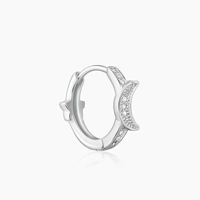 Silver Half Moon Hoop Earrings