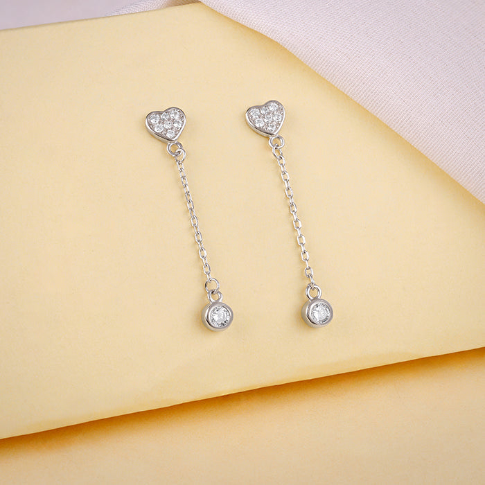Silver Love Drip Dangler Earrings