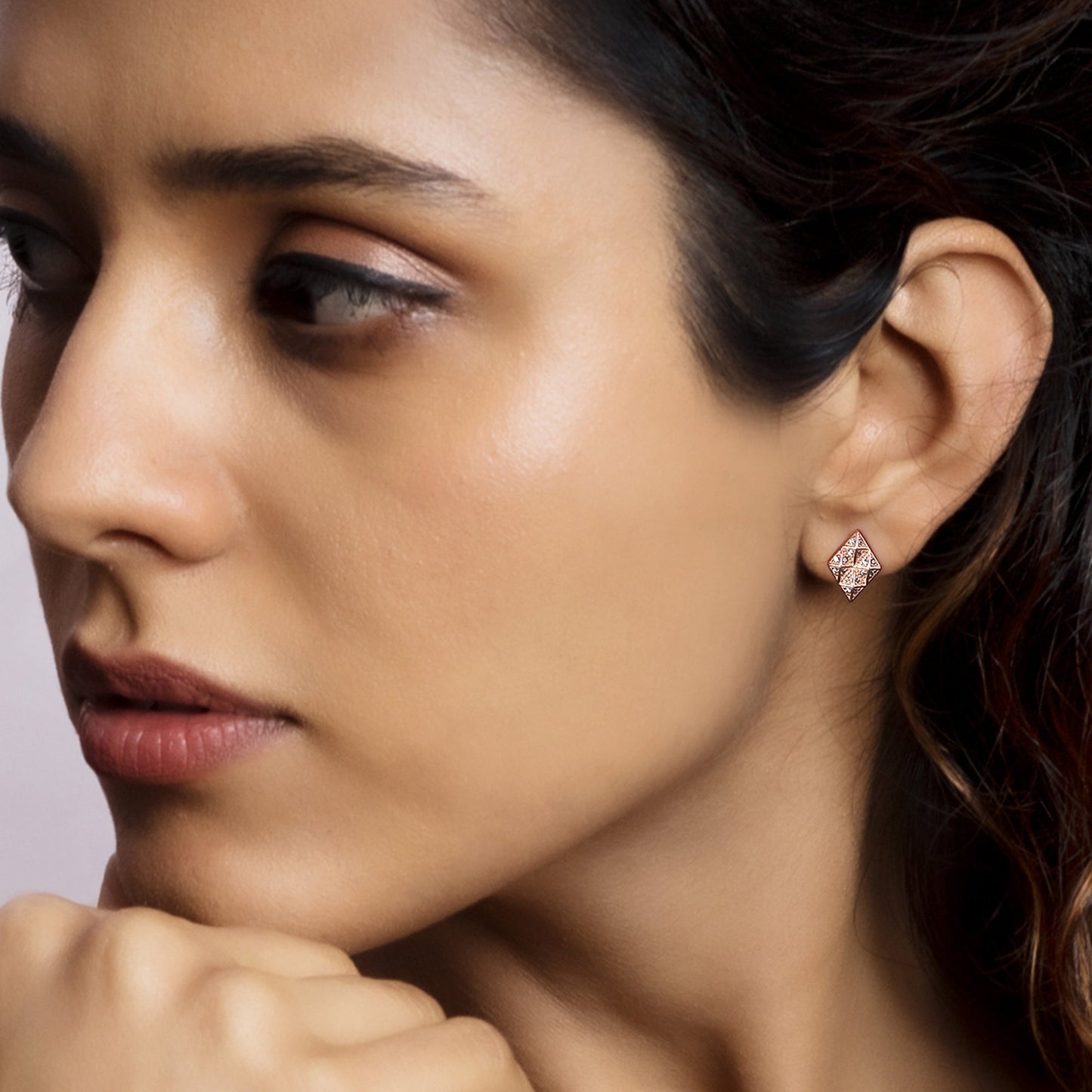 Rose Gold Zircon Stud Earrings