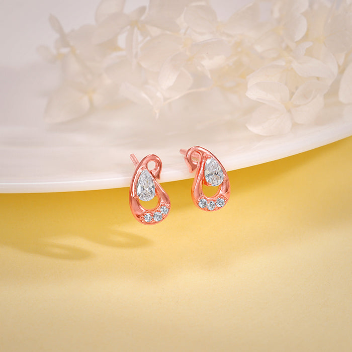 Rose Gold Paisley Love Earrings