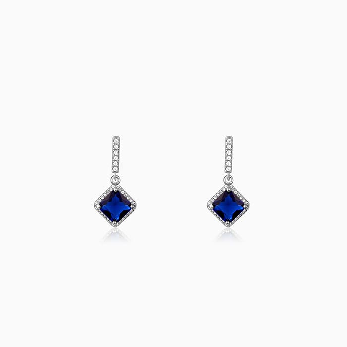 Silver Adorable Blue Earrings