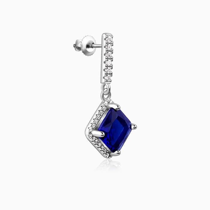Silver Adorable Blue Earrings