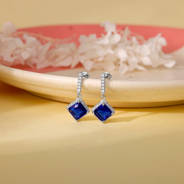 Silver Adorable Blue Earrings