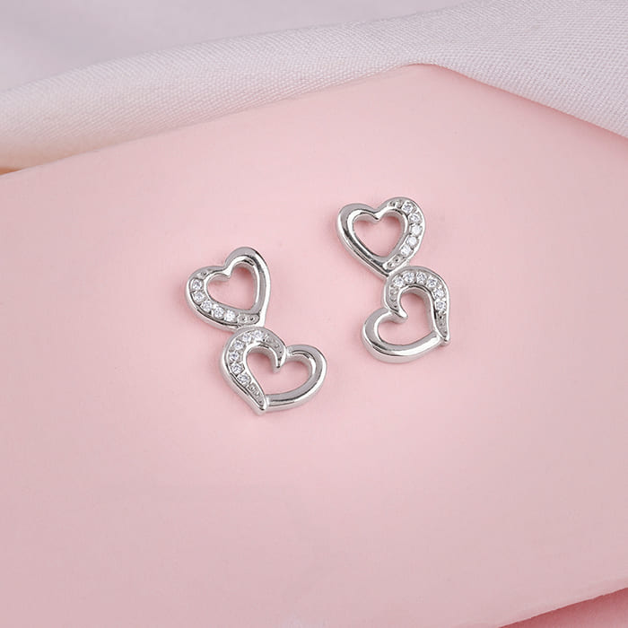Silver Merry Heart Earrings