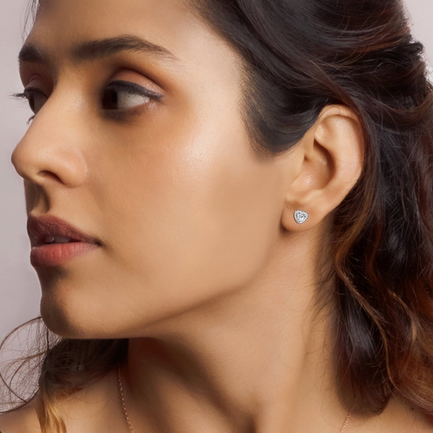 Silver Shimmer Heart Stud Earrings