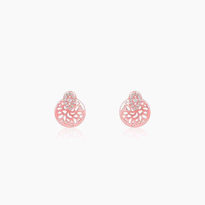 Rose Gold Circular Drop Filigree Earrings