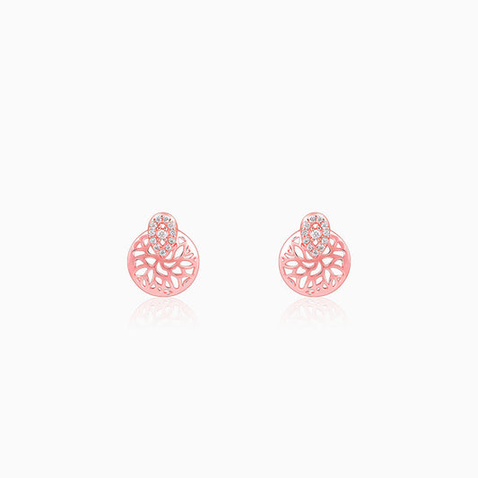 Rose Gold Circular Drop Filigree Earrings