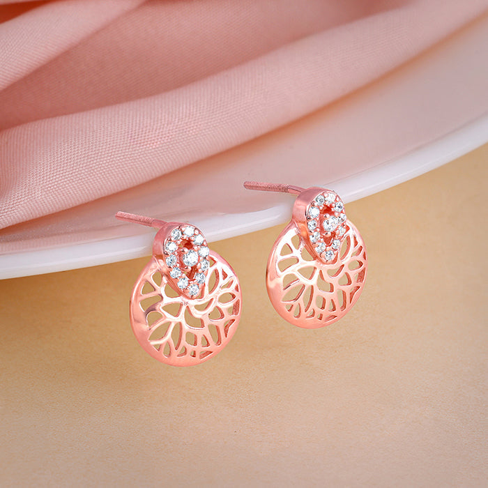 Rose Gold Circular Drop Filigree Earrings