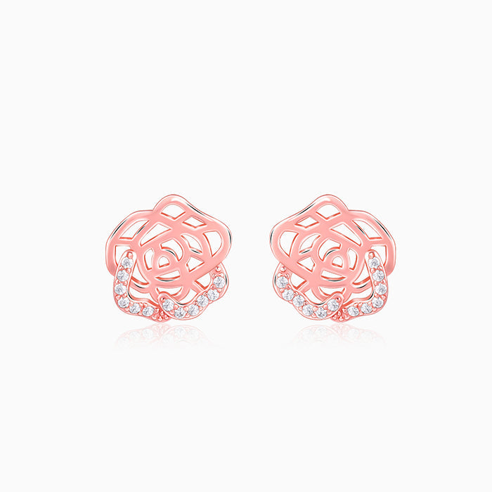 Rose Gold Rosette Filigree Earrings