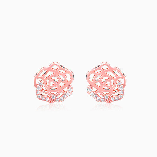 Rose Gold Rosette Filigree Earrings