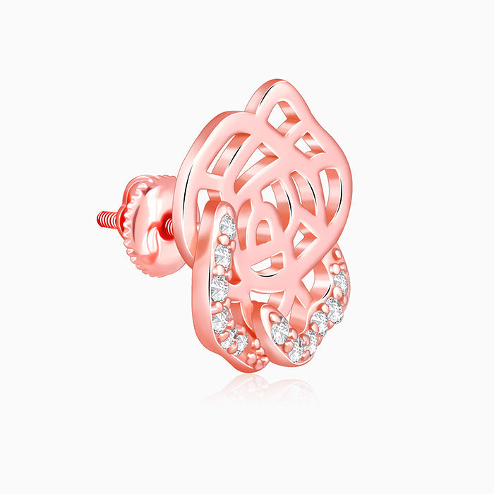 Rose Gold Rosette Filigree Earrings