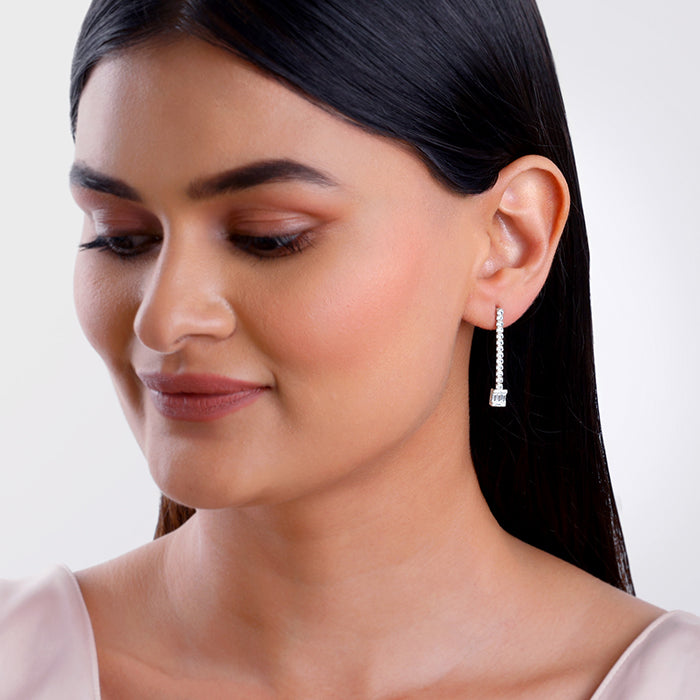 Silver Shine Line Earrings