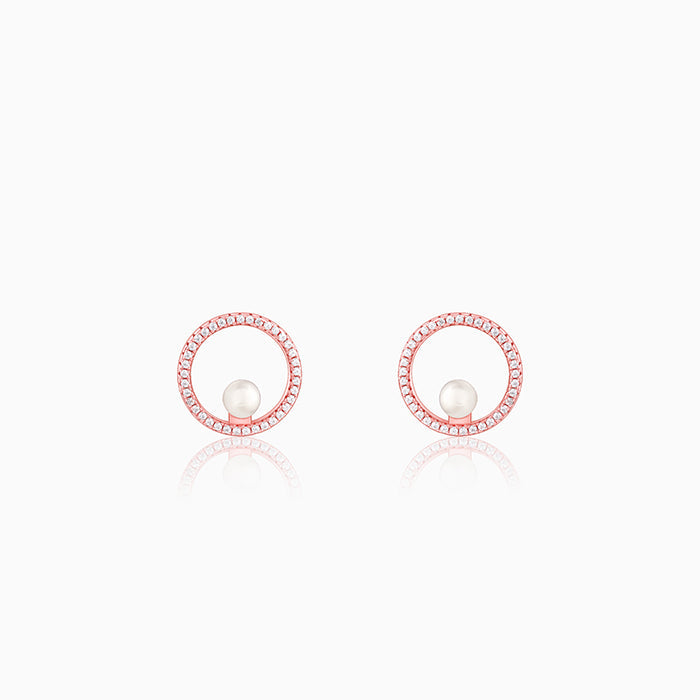 Rose Gold Pearl Halo Earrings