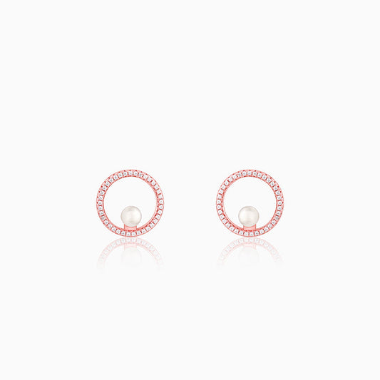 Rose Gold Pearl Halo Earrings