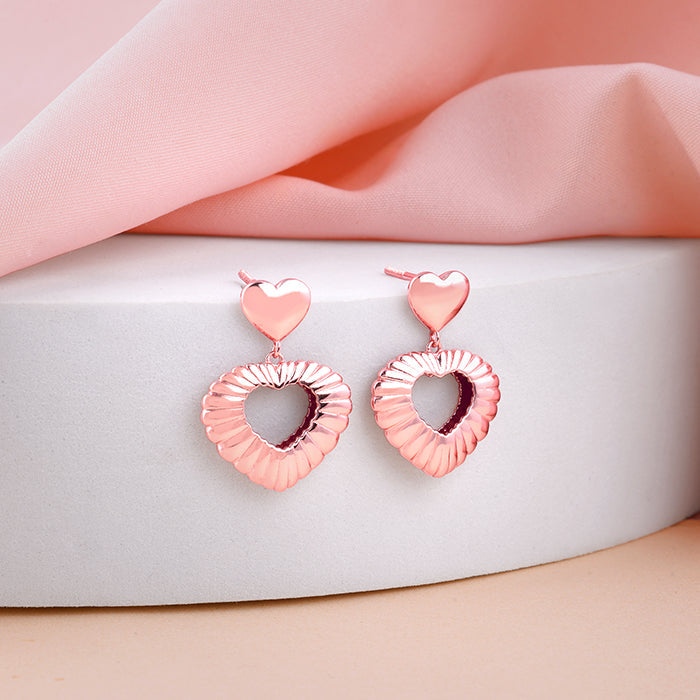 Rose Gold Blush Heart Earrings