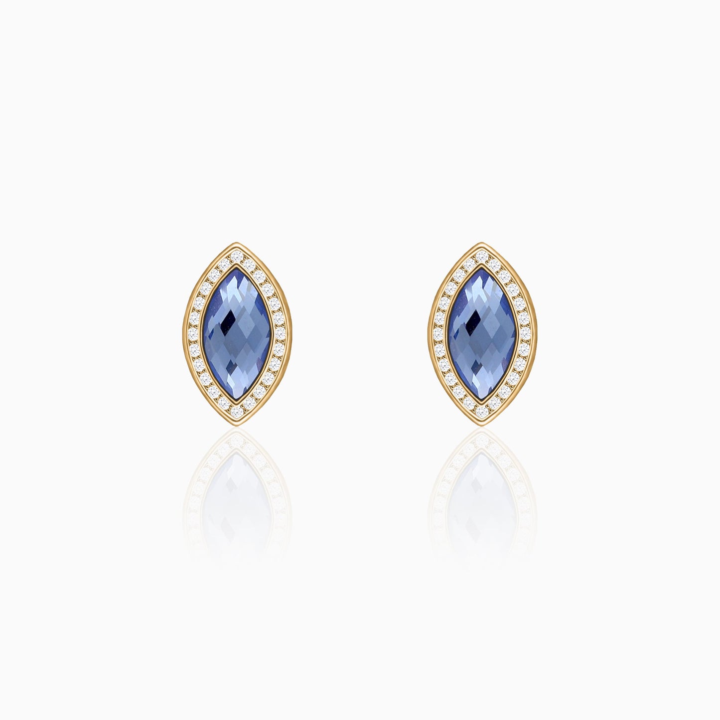 Golden Sapphire Blue Marquise Earrings