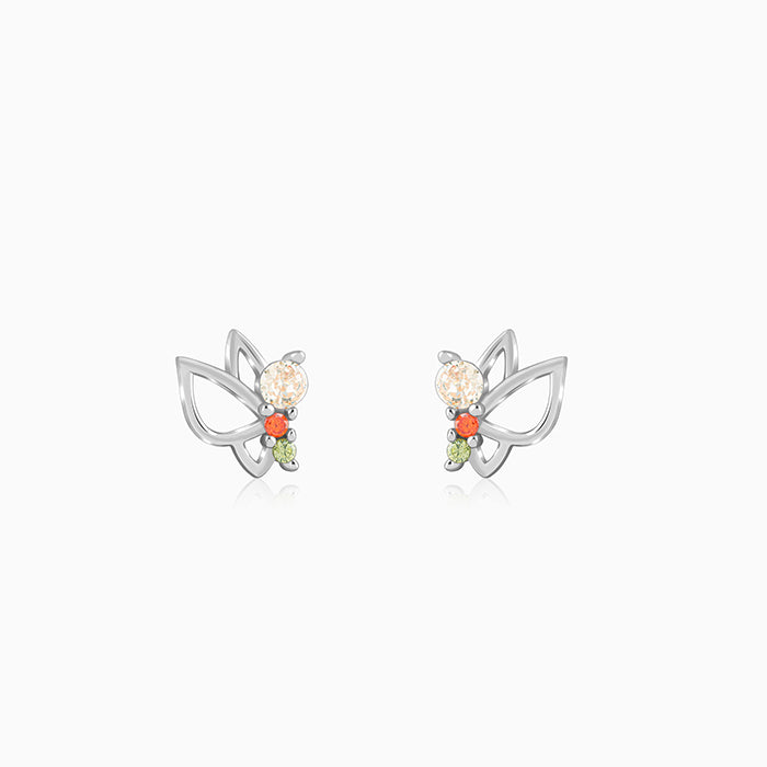 Silver Vibrant Butterfly Earrings