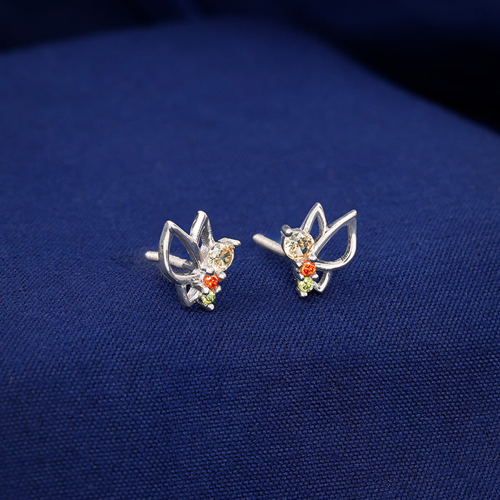 Silver Vibrant Butterfly Earrings