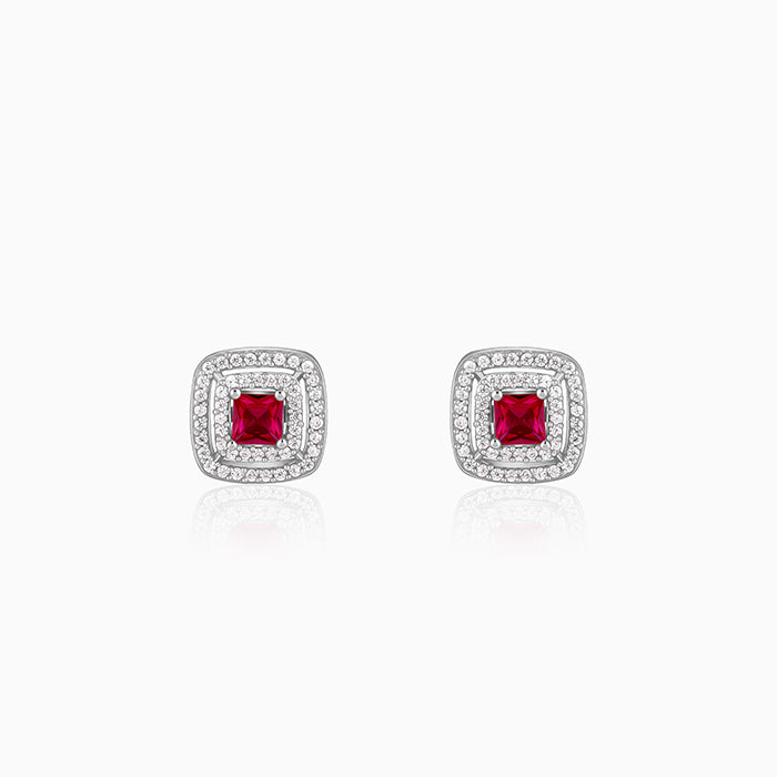Silver Ruby Elegance Earrings