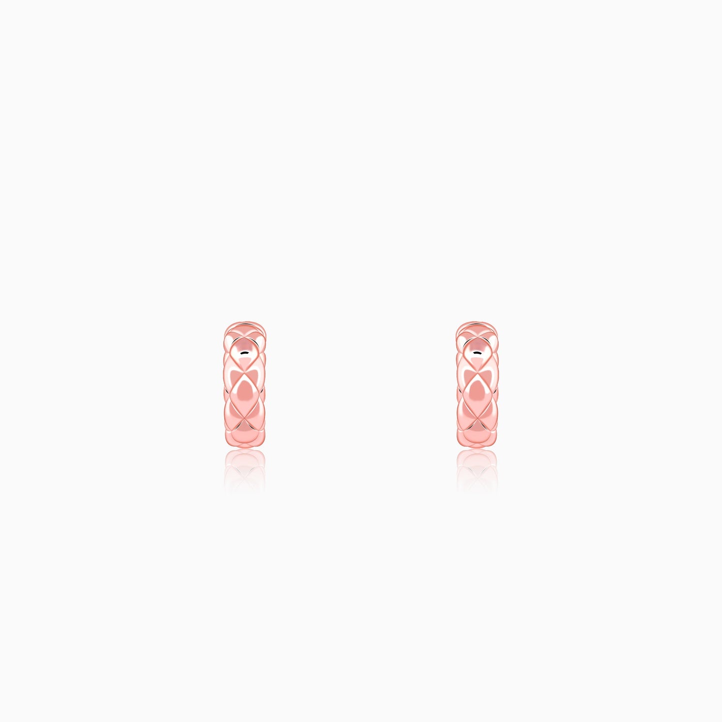 Rose Gold Chequred J Stud Earrings