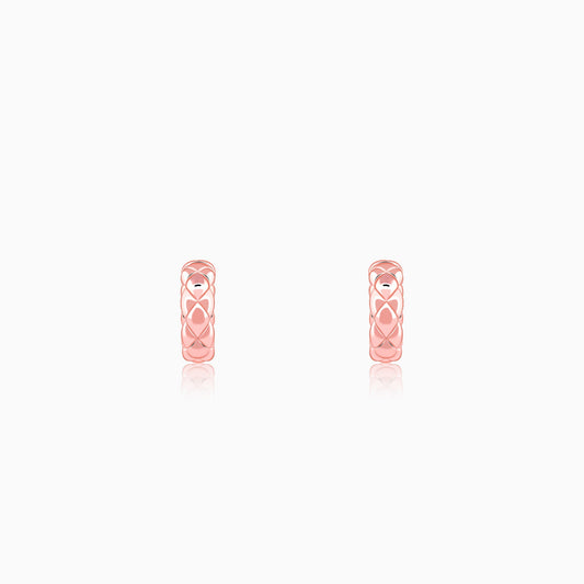Rose Gold Chequred J Stud Earrings
