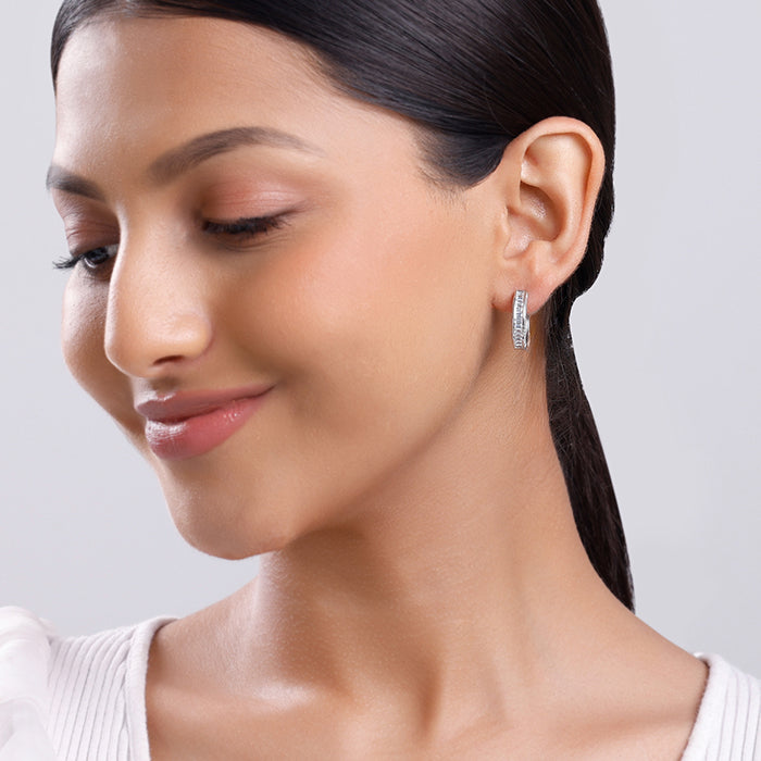Silver Zirconia Hoop Earrings