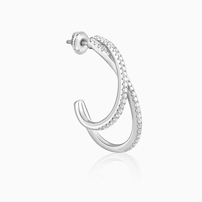 Silver Deserving You J-Hoop Earrings